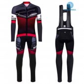 2016 Santini Long Sleeve Cycling Jersey and Bib Pants Kit Red Black