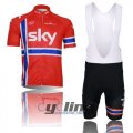 2013 Sky Cycling Jersey and Bib Shorts Kit Orange Blue