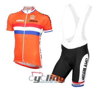 2016 Netherlands Cycling Jersey and Bib Shorts Kit White Ora [Ba1495]