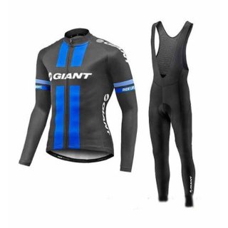 2017 Giant Long Sleeve Cycling Jersey and Bib Pants Kit blue black