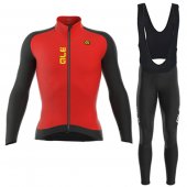 ALE Long Sleeve Cycling Jersey and Bib Pants Kit 2017 red