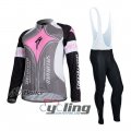 2011 Women Sp Long Sleeve Cycling Jersey and Bib Pants Kits Pink